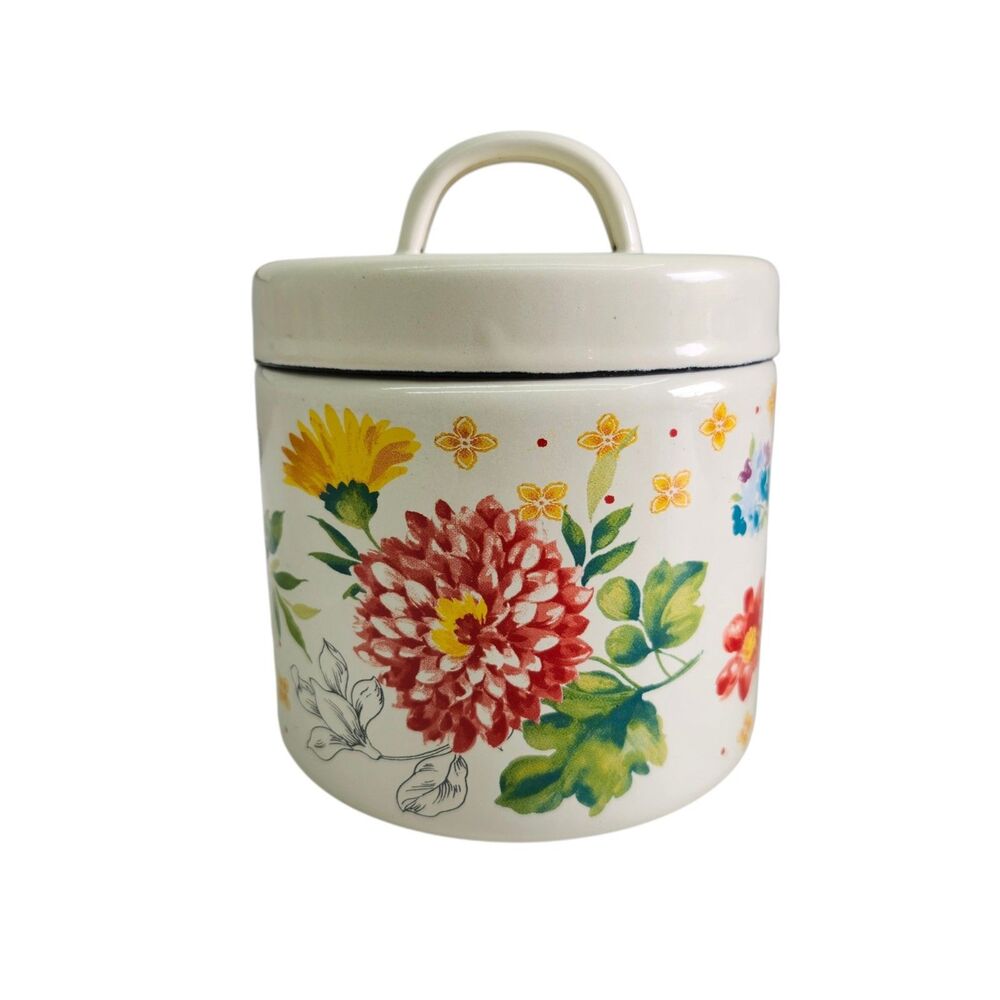 The Pioneer Woman Blooming Bouquet Bacon Grease Container with Strainer 4"